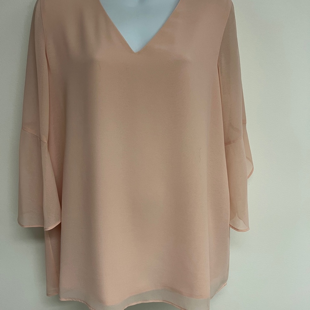 Calvin Klein Dusty Punk V-Neck Chiffin Bell Sleeve Blouse Women's Top size M